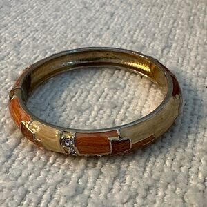 Elegant Gold and Orange Bangle Bracelet